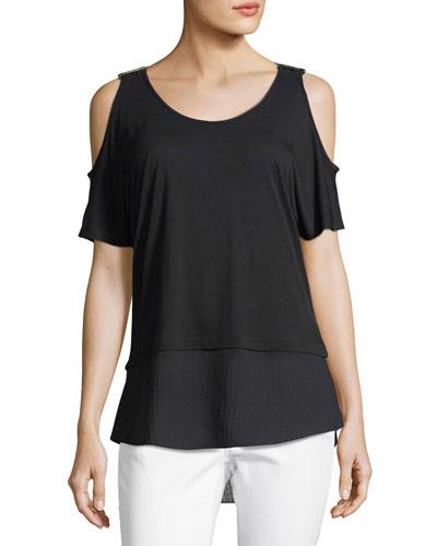 Cold-shoulder Short-sleeve Jersey Top