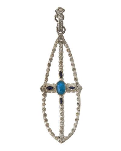 New World Open Diamond Cross Teardrop Pendant