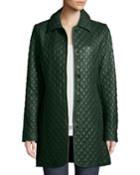 Quilted Button-front Leather Trenchcoat