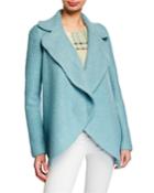 Notched Collar Knit Waterfall Boucle Jacket