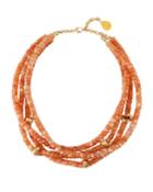 Moonstone Gold-accent 4-strand Necklace, Orange