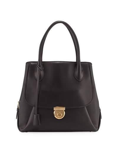 Ns Smooth Leather Tote Bag, Black