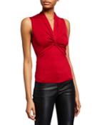 Sleeveless Ruched-front Jersey Top