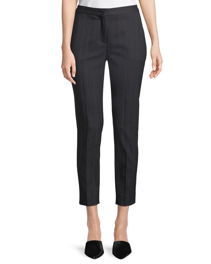 Laura Straight-leg Cropped Pinstripe Pants