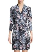 3/4sleeve Pintucked Floral Dress