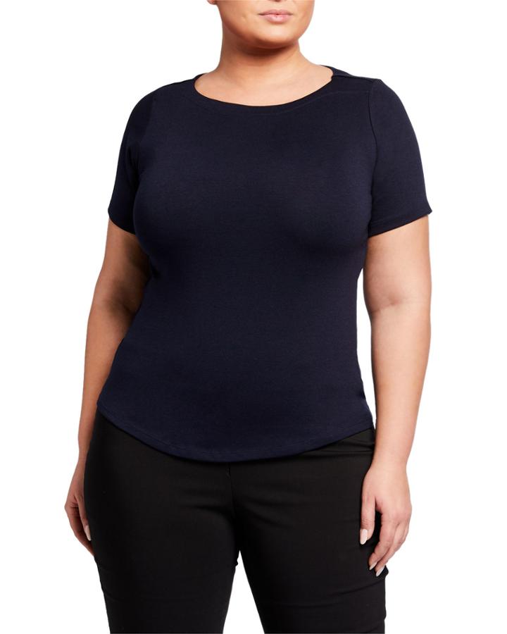 Plus Size Bateau-neck Jersey Top