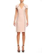 Eyelash-trim Cap-sleeve Dress
