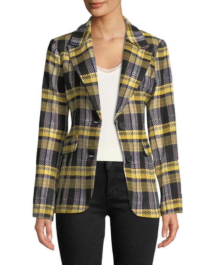 Plaid Tweed Two-button Jacket