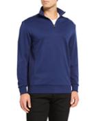Men's Solid Quarter-zip Sweater W/ Textured Trim