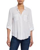 Button-front Shirt W/ Roll-tab