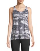 Jane Marble-print Twist-back Tank
