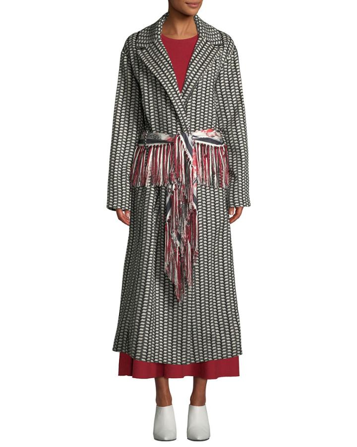 Jiminez Poncho-print Mid-calf Cashmere Coat
