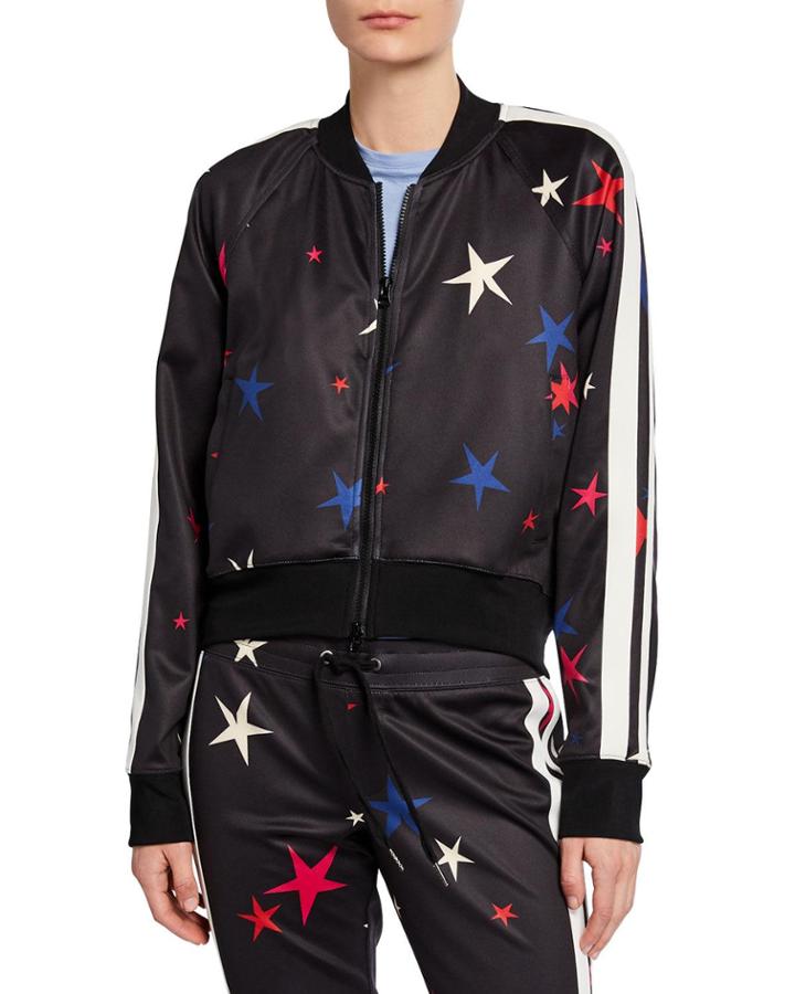 Star Side-stripe Raglan-sleeve Crop Track Jacket