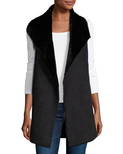 Faux-shearling Vest, Black