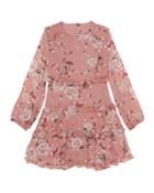Girl's Floral-print Dress W/ Open Back,