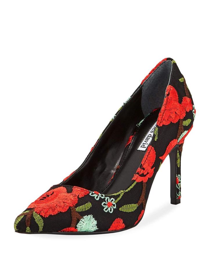 Denise Floral-embroidered Pump