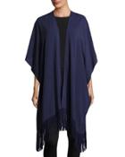 Fringed Caftan Cover Up, Navy