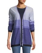 Ombre Stripes Button-front Sequin Cashmere-knit Cardigan