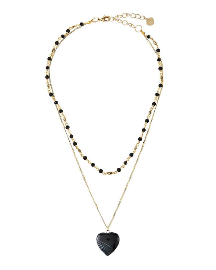 Small Agate Heart Pendant Necklace