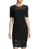Lace/mesh Combo Short-sleeve Dress