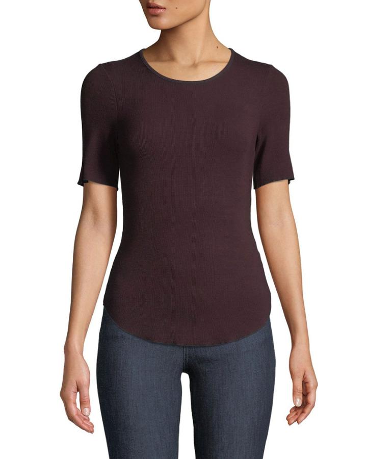 Ribbed Half-sleeve Tee