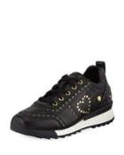 Power Studded Platform Sneakers, Black/gold
