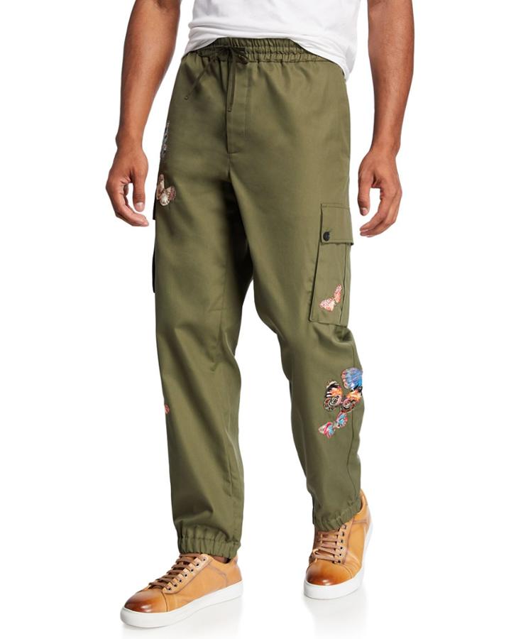 Men's Butterfly Embroidered Cargo Pants