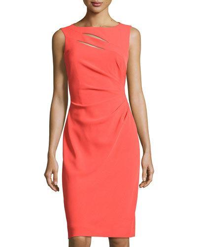 Sleeveless Cutout Sheath Dress, Orange