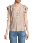 Blakely Striped Flutter-sleeve Top
