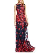 Floral Embroidered Sleeveless Gown