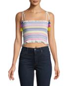 Ruffle-trim Smocked Crop Top