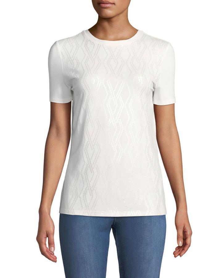 Short-sleeve Sequined-front Viscose Jersey T-shirt