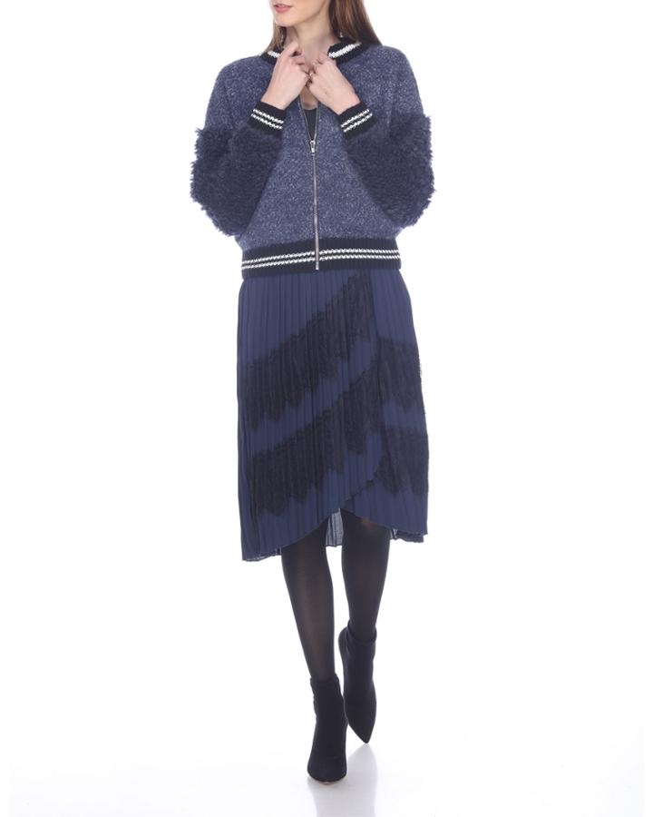 Fuzzy Sweater Bomber Jacket