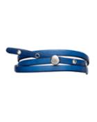 Men's Adjustable Leather Wrap Bracelet, Blue