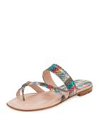 Susa Snakeskin Flat Slide Sandal,