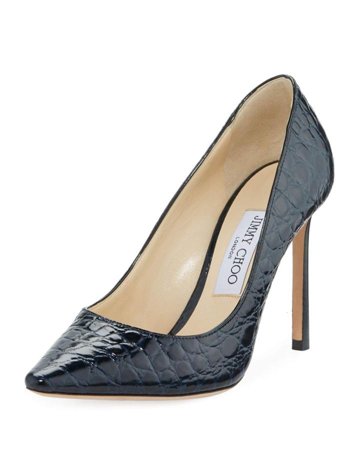 Romy 100mm Crocodile-embossed Pumps