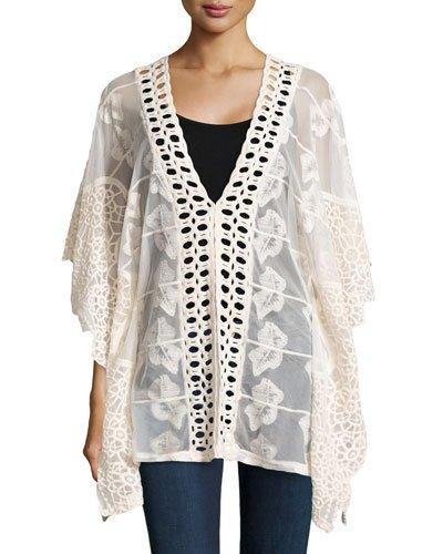 Serafina Sheer Embroidered Tunic, Natural