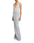 Ombre Sequined V-neck Gown