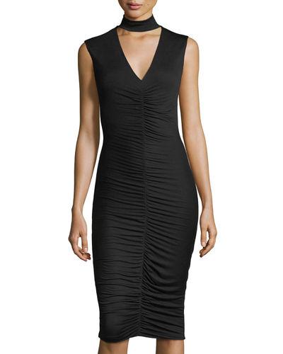 Ruched Jersey Sleeveless Dress