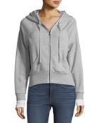 Layered-cuff Zip-front Hoodie