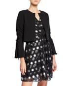 Tie-sleeve Cropped Crepe Jacket