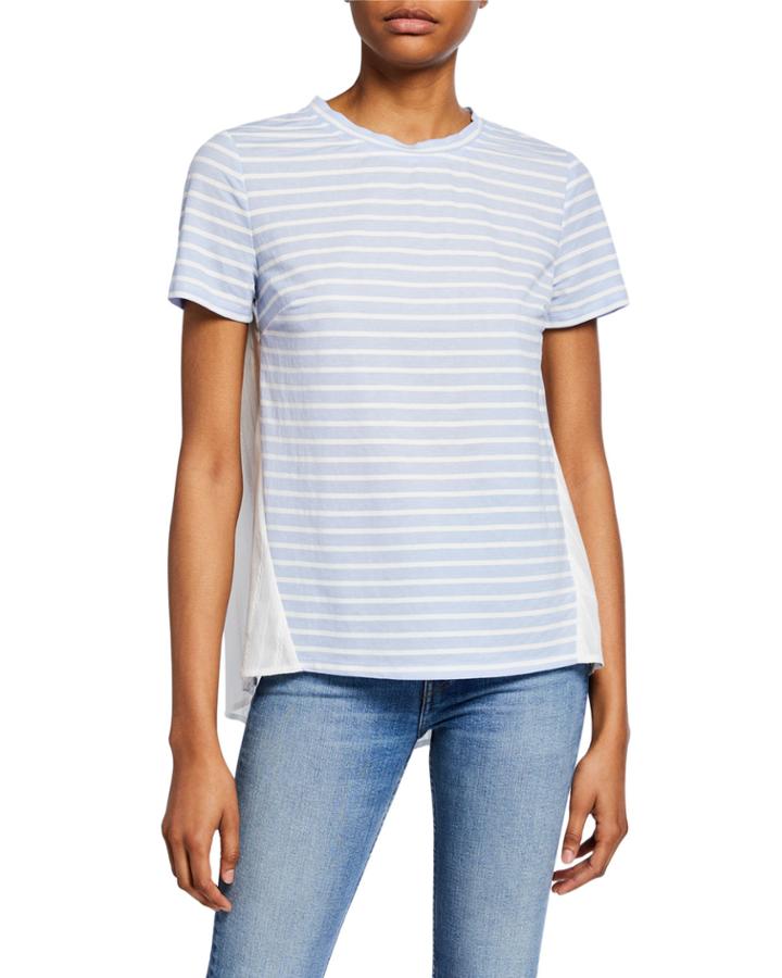 Striped Knit Short-sleeve Combo Tee
