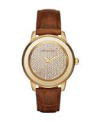 42mm Jet Set Pave Crystal Watch W/ Brown