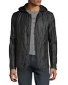 Tape-button Short Parka Jacket W/ Hood