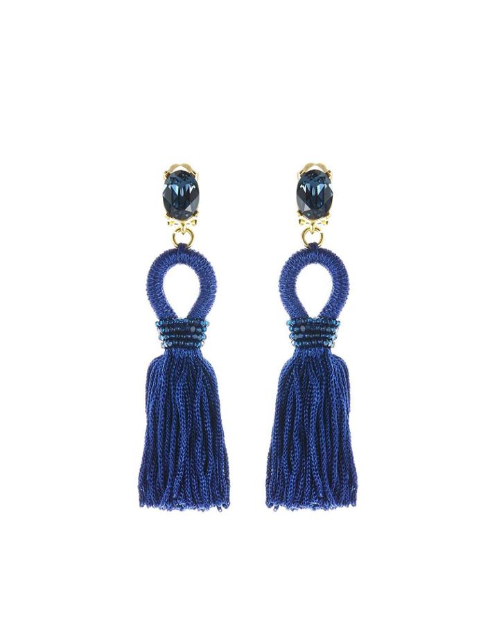 Short Silk Tassel Clip-on Earrings
