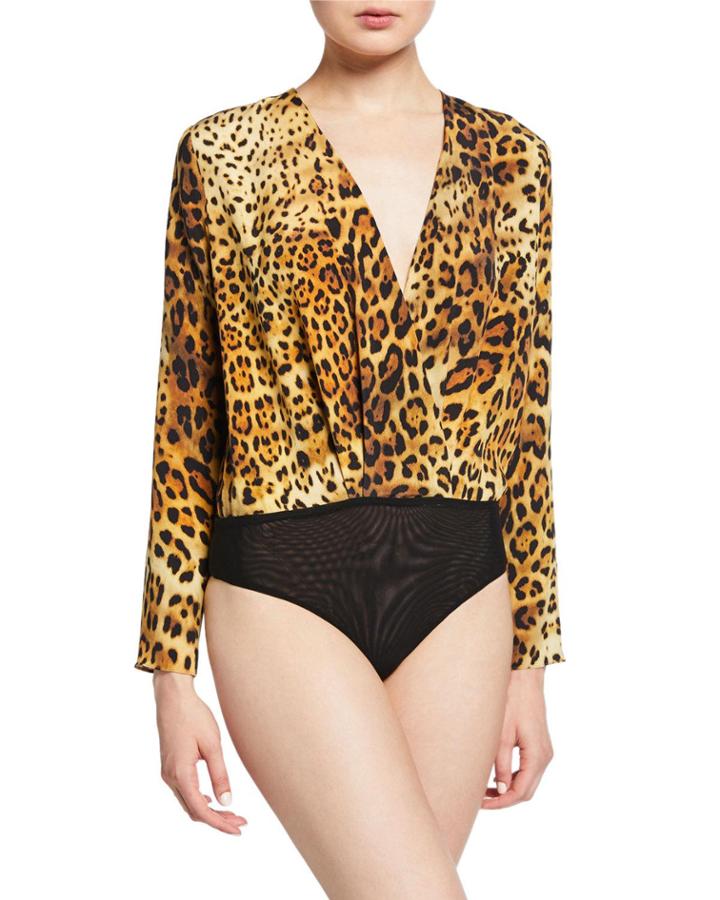 Leopard-print Blouson-style Bodice