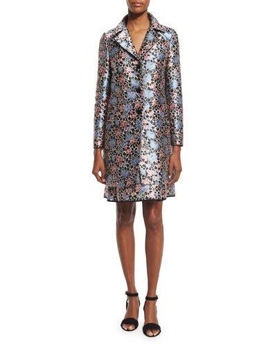 Floral-print Trapeze Topper Coat