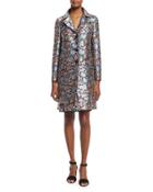Floral-print Trapeze Topper Coat