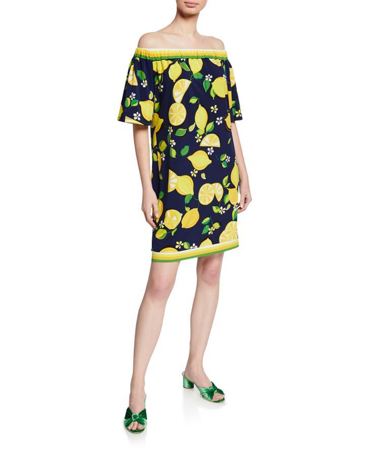 Kelso Lemon-print Off-the-shoulder