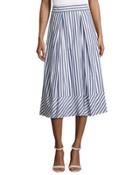 Pleated Striped Poplin Midi